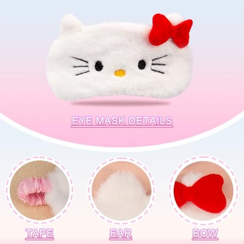 Kawaii Anime Plush Sleep Eye Mask – Cute – Design: Cat face with embroidered details – Image 8