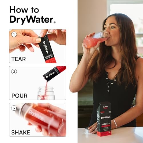 DryWater® Electrolyte + Vitamin Hydration Powder Packets, Raspberry Lemon (Stevia-Free), 1,000mg Potassium, Real Organic Fruit, NSF Certified Sport, Nothing Artificial, No Added Sugar (12 Stick Packs) - görsel 9