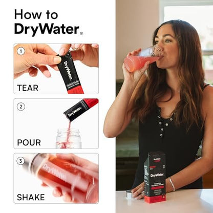 DryWater® Electrolyte + Vitamin Hydration Powder Packets, Raspberry Lemon (Stevia-Free), 1,000mg Potassium, Real Organic Fruit, NSF Certified Sport, Nothing Artificial, No Added Sugar (12 Stick Packs)