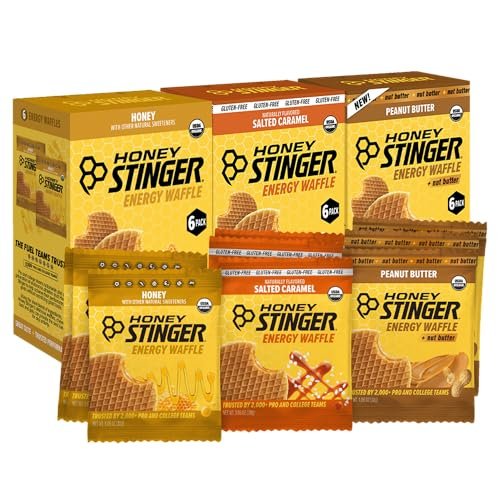 Honey Stinger Organic Energy Waffle Classic Original Flavors Variety Pack of 18, 6 Pack Each of Honey, Salted Caramel, Peanut Butter, Nutritious Stroopwafel Snack for Performance, Cycling, Running - görsel 10