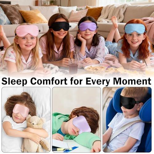 Silk Sleep Eye Mask for Kids, 100% Real Natural Pure Silk Sleeping Masks, Blindfold Sleep Eye Cover with Adjustable Strap, Soft & Lightweight Night Eyeshade for Boys Girls Teens (Pink) - görsel 5