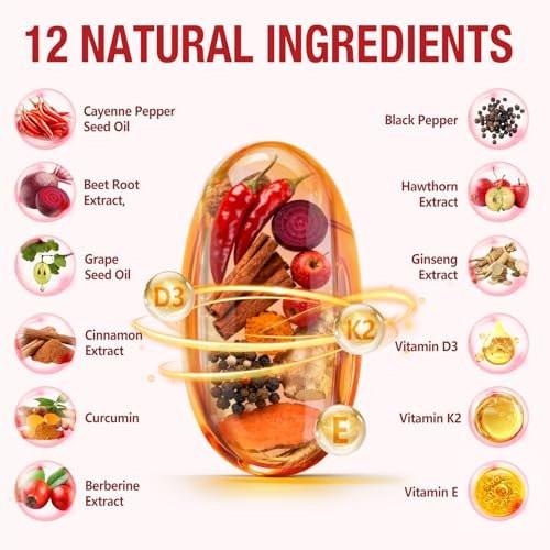 Cayenne Pepper Softgels with Beetroot Extract, Turmeric Curcumin & Hawthorn – Enhanced with Vitamins D3, K2 & E – Supports Heart Health, Circulation & Leg Vein Wellness – 240 Easy-to-Take Capsules - görsel 4