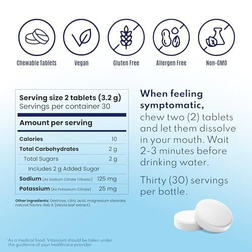 Vitassium FastChews, Chewable Electrolyte Tablets for Management of POTS and High Sodium Diets, Fast-Acting Sodium Tablets, Strawberry Lemonade, 60 Count - görsel 8