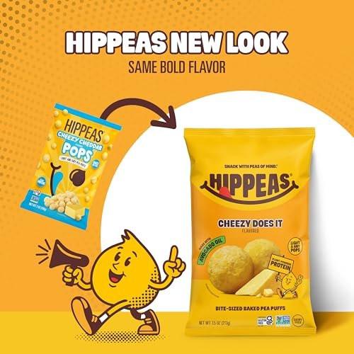 Hippeas Pops Pea Protein Puffs, Cheezy Does It, 1 x 7.5 oz Bags, Baked Bite-Size Airy Snacks, 3g Plant Protein, Made with Avocado Oil, 50% Less Fat, Dairy & Gluten Free, Non-GMO, Top 9 Allergen Free - görsel 18