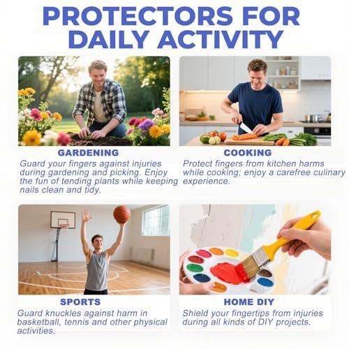 Gel Finger Cots Protectors, Silicone Fingers Covers Bandages Caps Sleeves for Fingertip Thumb Protection, Ideal for Trigger, Arthritis, Cracking, Blisters, Callus, Hangnail & Pain Relief - görsel 3