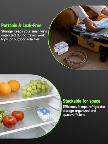 Leng Ke 10-Slot Peptide Case for Fridge, 3ml Vial Storage Case for Refrigerator, Transparent Box for 1-3ml Glass Vials, Secure 3ml Insulin Vial Holder for Diabetic Care - görsel 11