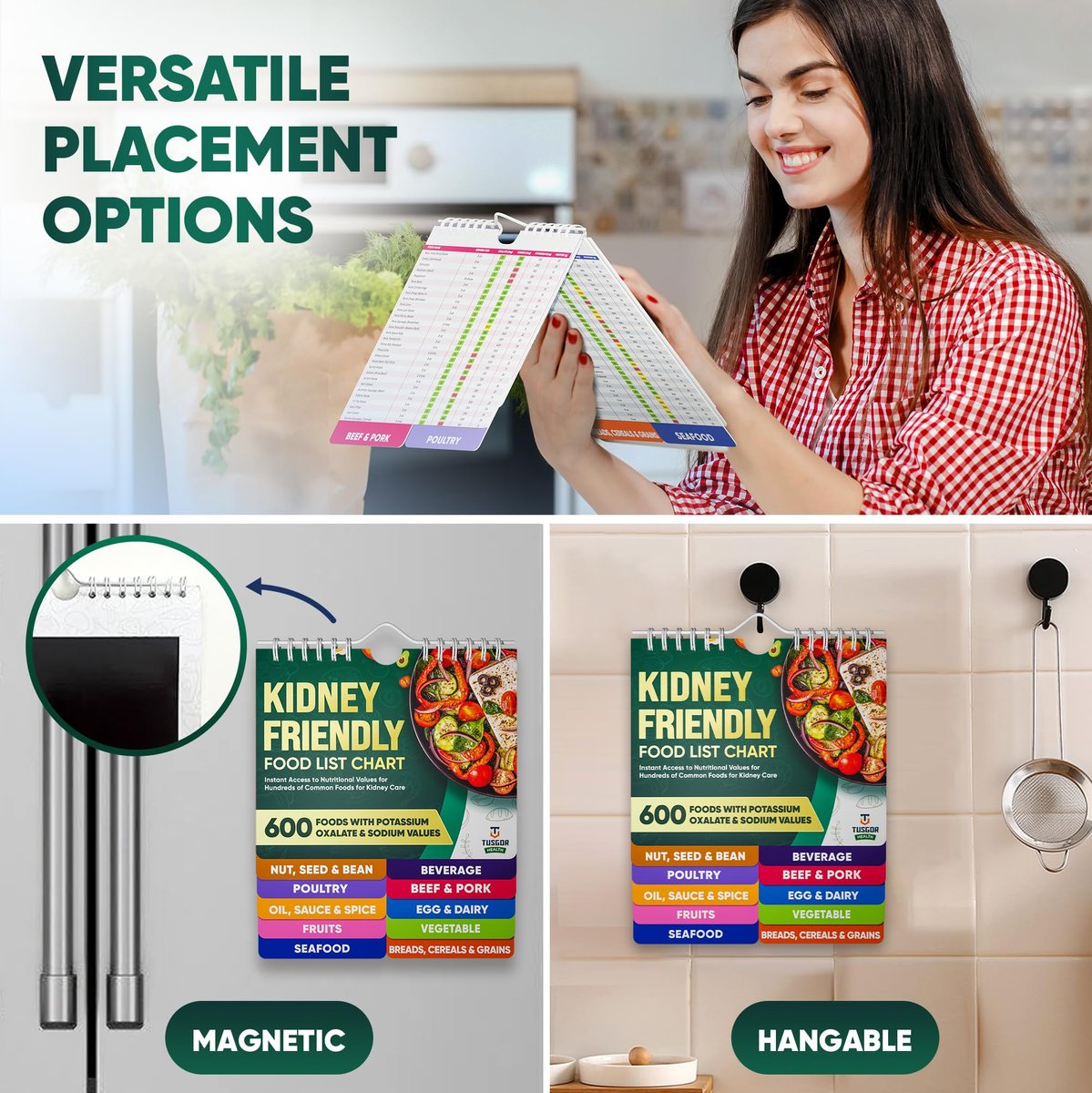 Kidney Friendly Food List Chart - 600+ Foods & 10 Categories - All-In-One Renal Diet Reference for CKD & Dialysis Support - Low Sodium, Potassium & Oxalate Kidney Food Chart (Standard Size) - görsel 10