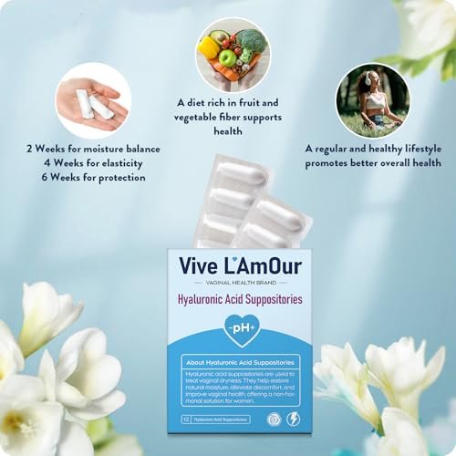 Vive L'Amour 15mg Hyaluronic Acid Vaginal Suppositories, Vaginal Moisturizer, Continuous Hydration, Relieves Vaginal Dryness, Restores Natural Softness & Elasticity, Vaginal Health (12 Inserts) - görsel 10