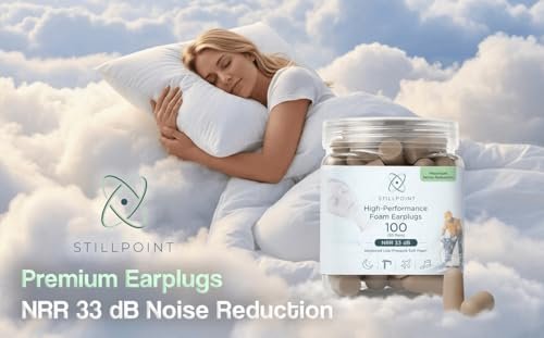 Happy Hippo Soft Foam Earplugs, 33 dB NRR, (50 Pair, 100 Ear Plugs), Maximum Protection for Sleeping, Power Tools, Loud Work Environments (Beige) - görsel 10