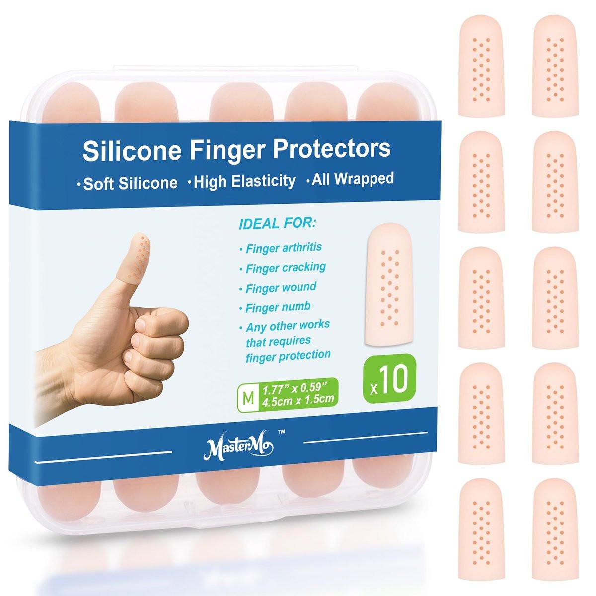 Gel Finger Cots Protectors with Air Holes, Silicone Fingers Covers Bandages Caps Sleeves for Fingertip Thumb Protection, Ideal for Trigger, Arthritis, Cracking, Blisters, Callus, Hangnail & Pain Relief (Nude, M(10)) - görsel 10