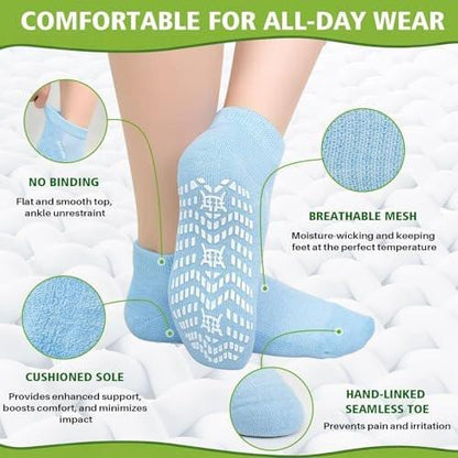 CaiDieNu Non Slip Socks for Women: Non Skid Hospital Diabetic Socks with Grip for Elderly Pregnant Grippy Low Cut 6 Pairs Mixed Colors Medium