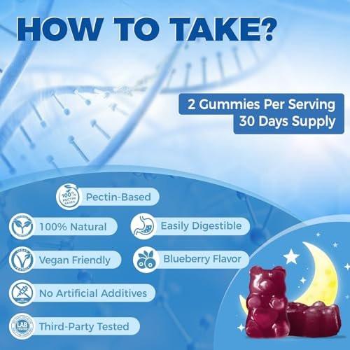 HOLLEGEND Glycine 3g Gummies, Organic L-Glycine with NAC Supplements for Sleep & Cellular Support, Plus B6, L-Theanine & Taurine for Nerve, Liver Detox & Immune Health, Sugar Free, Vegan, 60 Chews - görsel 10