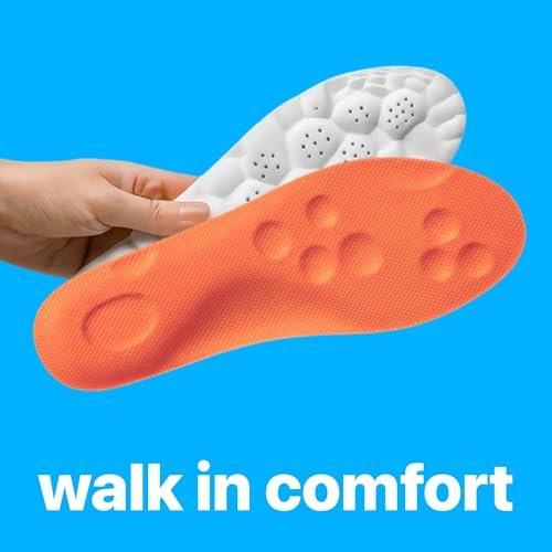 4D Steppers Insoles for Men & Women - Memory Foam Soles Massage Shoe Inserts - Trim to Fit Cloud Insoles for Foot Pain Fatigue Relief (Orange, XL) - görsel 9
