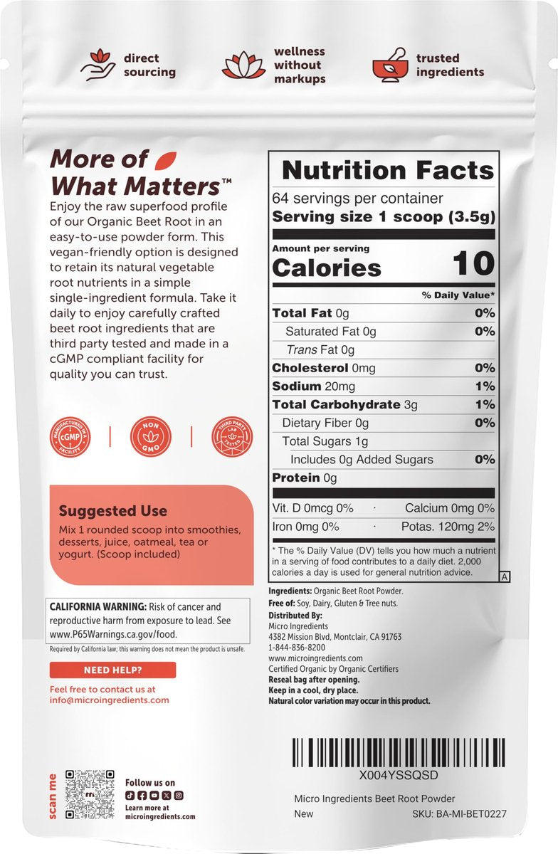 Micro Ingredients Organic Beet Root Powder, – Organic & Non-GMO: Sourced from certified organic beets, ensuring – Image 11