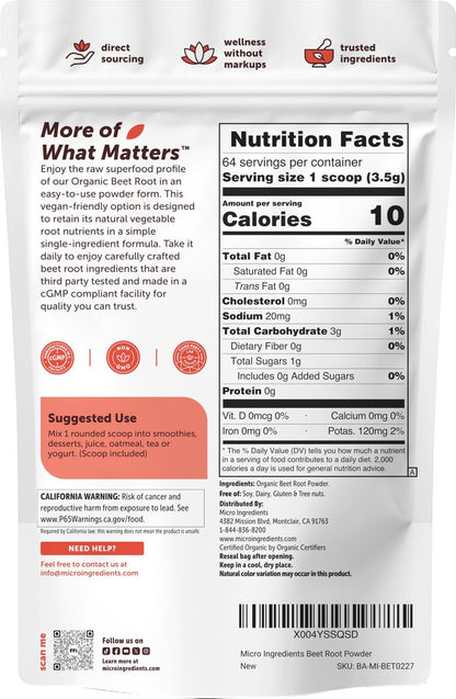 Micro Ingredients Organic Beet Root Powder, – Organic & Non-GMO: Sourced from certified organic beets, ensuring – Image 11