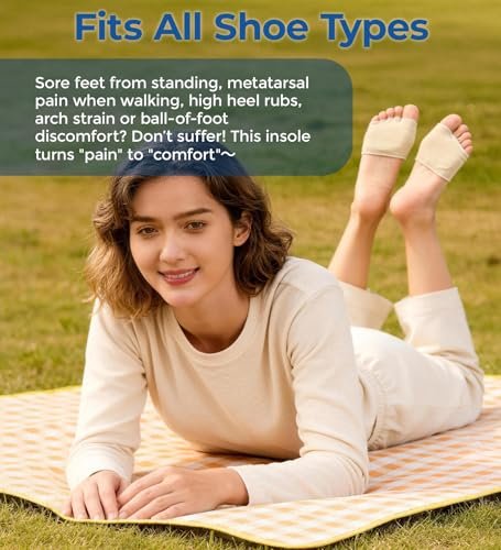 MasterMo Metatarsal Pads for Men and Women - Ball of Foot Pain Relief Cushions for Sesamoiditis, Metatarsalgia, Morton's Neuroma - 2 Pairs Fabric Sleeves with Gel Inserts (Black, L) - görsel 9