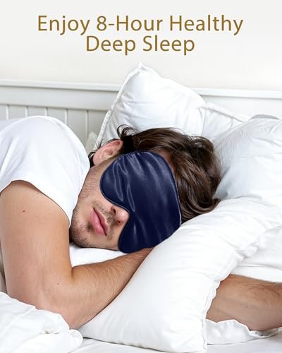 4 Pack Silky Sleep Masks for Women Men, JroyJoy 100% Blackout and Super Soft for Sleeping with Adjustable Strap, Satin Eye Mask for Side Sleeper, Travel Eye Covers (005 Black*2 pcs & Blue*2 pcs) - görsel 1