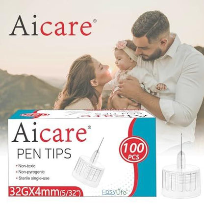 Pen Tips 32G x 4mm, Universal Fit, 100/bx, Comfortable, Extra-Thin