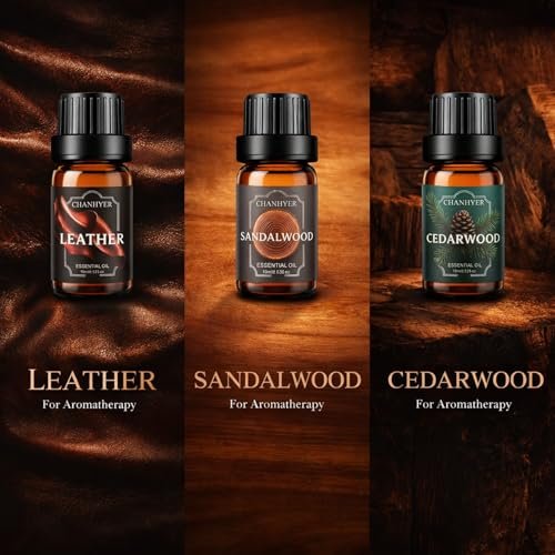 Chanhyer Essential Oils for Diffusers for Home Gentlemen's Set Fragrance Scents 6x10ml - Leather, Sandalwood, Cedarwood, Smoke Vanilla, Cologne, Rum for Aromatherapy, Humidifiers & Massage - görsel 6
