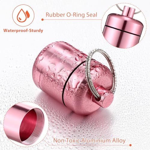 Hicarer 4 Pack Ear Plug Carrying Case, Waterproof Metal Ear Plug Holder with Keychain, Portable Small Pill Case Container for Earplugs, Jewelry, Pill Organizer for Travel or Sports (Pink, Purple) - görsel 12