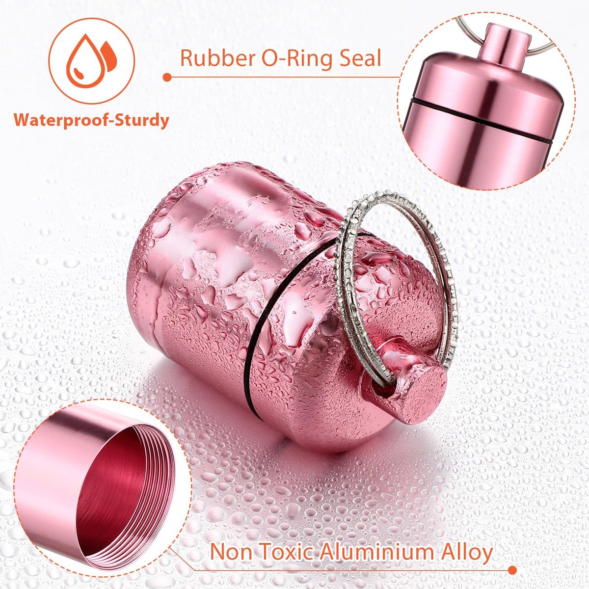 Hicarer 4 Pack Ear Plug Carrying Case, Waterproof Metal Ear Plug Holder with Keychain, Portable Small Pill Case Container for Earplugs, Jewelry, Pill Organizer for Travel or Sports (Pink, Purple) - görsel 11
