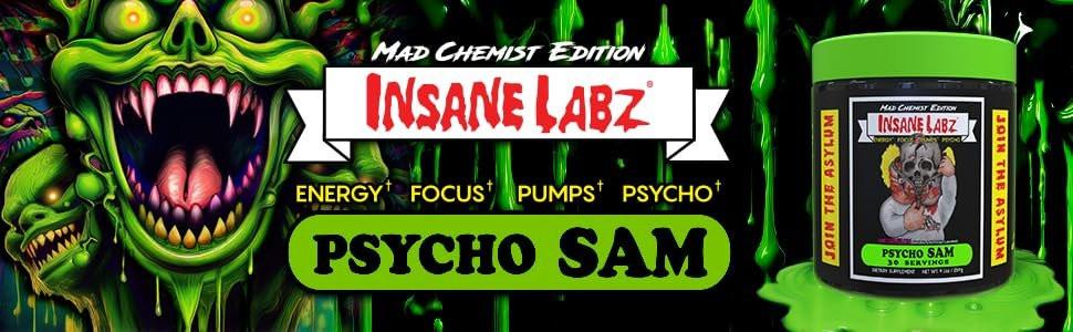 Insane Labz Psycho Sam, High Stimulant Pre Workout Powder, 30 Servings (Pack of 1), Grape - görsel 2