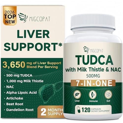 Migcopat 7-in-One TUDCA Supplement, 3650mg with Milk Thistle, NAC, Alpha Lipoic Acid, Dandelion Root, Bile Salts TUDCA for Liver Cleanse Detox & Repair, Bile Flow and Digestive Support - 120 Capsules - görsel 16
