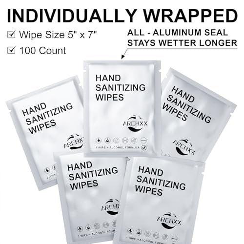 ARCHXX Cotton-Like Softness Hand Sanitizer Wipes, 200 Count, Antibacterial Hand Wipes Individually Wrapped, 70% Alcohol, Travel Size, Sanitizing for Home, Office & Outdoor, Aloe Vera Scent - görsel 1