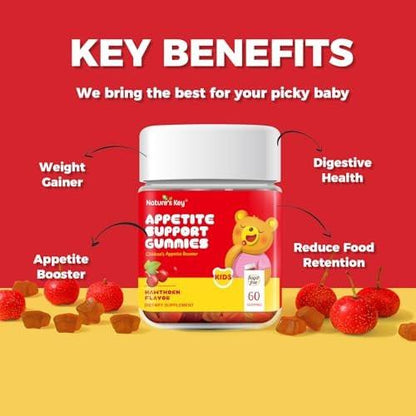 Nature's Key Appetite Booster Gummies for Children – 60 Count Pack – Promote Eating Desire & Healthy Weight