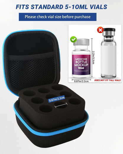 Avomosk 9 Slots 10ml Peptide Case, Insulin and BAC Water Vial Holder, Peptide Storage Case for Fridge and Travel, Fits 5ml10ml Standard Vials, Diabetic Supplies (Case Only)