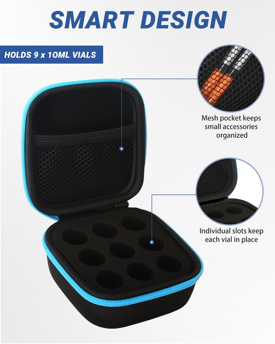 Avomosk 9 Slots 10ml Peptide Case, Insulin and BAC Water Vial Holder, Peptide Storage Case for Fridge and Travel, Fits 5ml10ml Standard Vials, Diabetic Supplies (Case Only) - görsel 3
