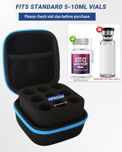 Avomosk 9 Slots 10ml Peptide Case, Insulin and BAC Water Vial Holder, Peptide Storage Case for Fridge and Travel, Fits 5ml10ml Standard Vials, Diabetic Supplies (Case Only) - görsel 10