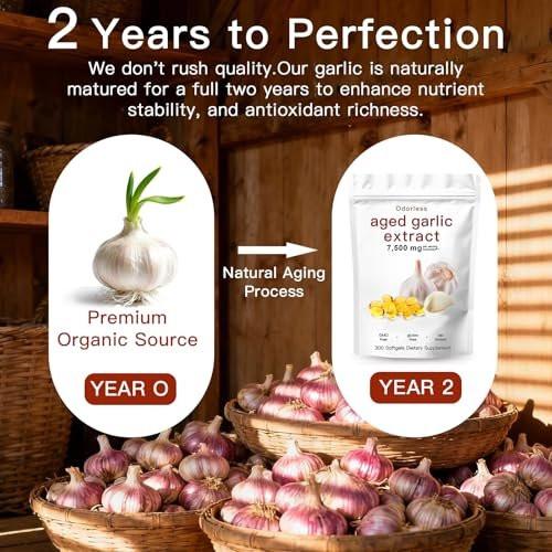ULIKEATM Odorless Aged Garlic Extract, 7500mg Organic Garlic Capsules Supplement for Antioxidant Wellness & Immune Support, Vegetarian, Non-GMO, All-Natural – 300 Count - görsel 10