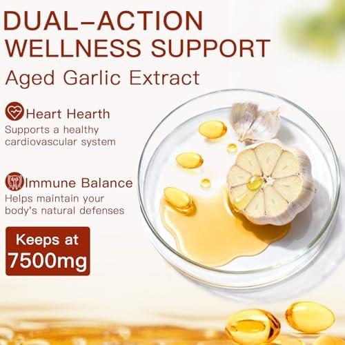 ULIKEATM Odorless Aged Garlic Extract, 7500mg Organic Garlic Capsules Supplement for Antioxidant Wellness & Immune Support, Vegetarian, Non-GMO, All-Natural – 300 Count - görsel 5