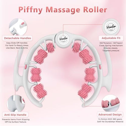 VOMLOR Cellulite Massage Roller - Lymphatic Drainage Tool for Deep Tissue Fascia Massage - Muscle Roller for Legs & Buttocks, Anti-Cellulite Massager for Body Contouring and Skin Smoothing