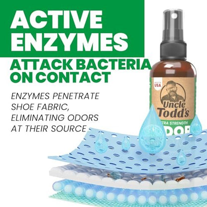 Uncle Todd's Odor Stomp Shoe Deodorizer 2-Pack Mountain Fresh - Proven & Powerful Enzyme Shoe Spray for Odor Elimination in All Footwear