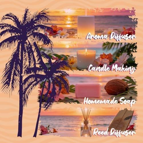 ARVIDSSON Hawaii Fragrance Oil Set, Summer Essential Oils for Diffuser, Tropical Scent Oils - Sunset Breeze, Coconut Coast, Gild Pineapple, Tropical Citrus, Iced Watermelon, Tangerine Mojito - görsel 10
