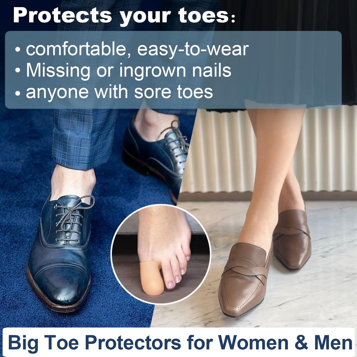 8 Pack Silicone Big Toe Protectors Women & Men (Toe Caps and Toe Covers) to Provide Relief from Missing or Ingrown Toenails, Corns, Blisters, Hammer Toes (Large, Beige) - görsel 1
