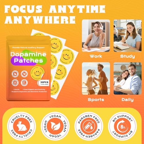 Dopamine Patches Extra Strength, Mood Support Patches for Daily Mood Boost & Positivity Support, Motivation (30 Pcs) - görsel 1