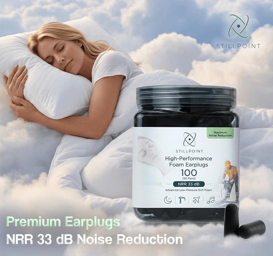 Happy Hippo Soft Foam Earplugs, 33 dB NRR, (50 Pair 100 Ear Plugs) Maximum Protection for Sleeping; Silence Snoring, Airports, Power Tools, Phone Calls, Loud Work Places, Nightclubs (Black) - görsel 2