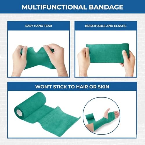 BANDVET WRAP Self Adhesive Bandage Wrap - Pack of 09 Assorted Colors, Non-Woven, Breathable & Water-Resistant Vet Wrap for First Aid, Sports Injury, Body Sprains, & Pets - 4 Inches - görsel 6