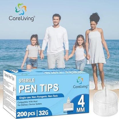 Pen Tips 32G x 4mm, Universal Fit, 200/bx, Sterile, Comfortable