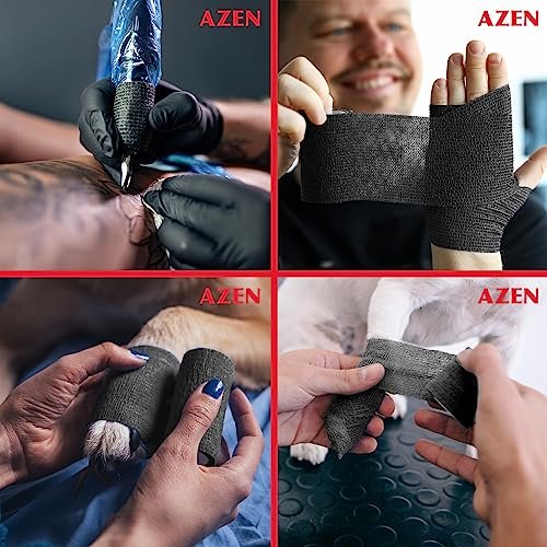 AZEN 20 Pack Self Adhesive Bandage Wrap Black, Black Athletic Tape, Vet Wrap, Tattoo Grip Tape Wrap, Ankle Tape, Cohesive Bandage Wrap - görsel 3