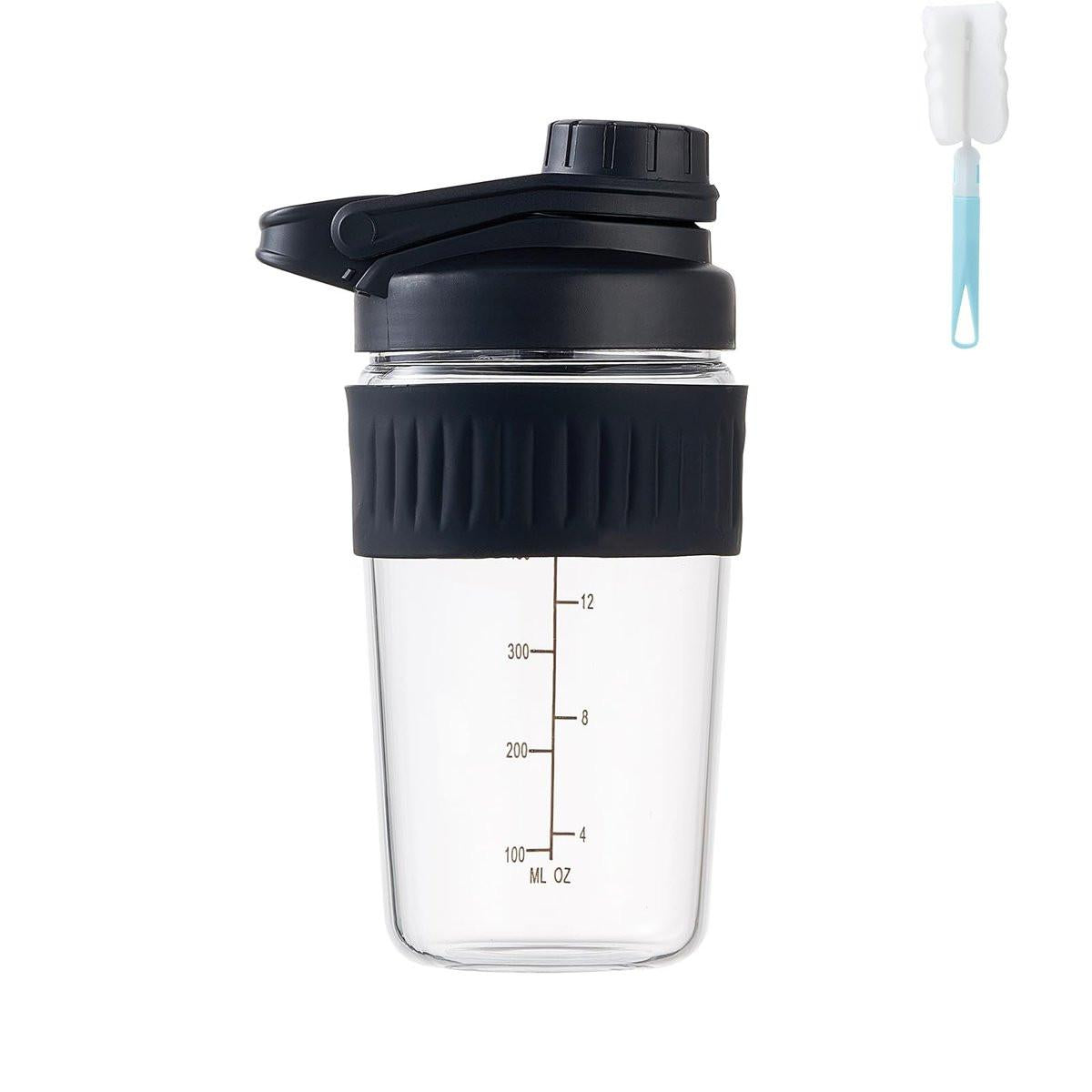 16oz Glass Shaker Bottle for Protein, Small Borosilicate Glass Protein Powder Leak-Proof Shaker Cup Mixes with 304 Blending Ball (16oz, Black) - görsel 12
