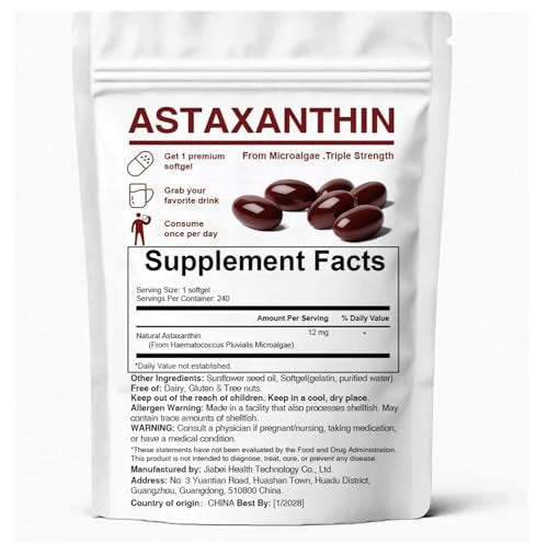 ZEYARUIBO Astaxanthin 12mg, Premium Astaxanthin Antioxidant Supplements with Antioxidant Activity, Supports Eye, Immune, Skin Health, Internal Circulation-240 Softgels - görsel 7