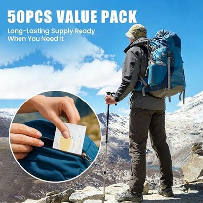50PCS Blister Bandages for Feet, Hydrocolloid Bandages, Waterproof Blister Pads, Second Skin Squares, Blister Cushions for Prevention & Recovery, Heel & Toe Protection