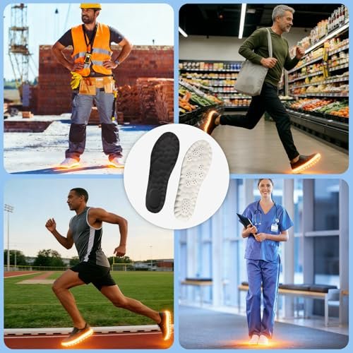 2026 New Steppers Insoles for Men & Women - 4D Cloud Comfort Memory Foam | Super Soft Shock Absorption, Anti-Fatigue & Breathable Design | Replacement Inserts for Work, Running (Black, Men's 6.5-7) - görsel 2