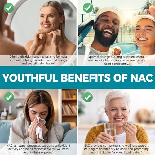 AIQIUSHA NAC Supplement 600mg, N-Acetyl Cysteine Softgels with Coconut & MCT Oil, Supports Antioxidant Activity & Cellular Function, Non-GMO, Gluten Free, 300 Softgels (1 Pack) - görsel 1