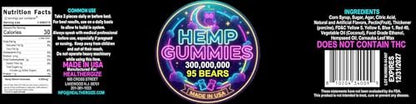 Hemp Gummies For Deep Sleep Peace And Relaxation-Hemp Oil Edibles Fruity Candy-Made In USA-95 Gummy Bears