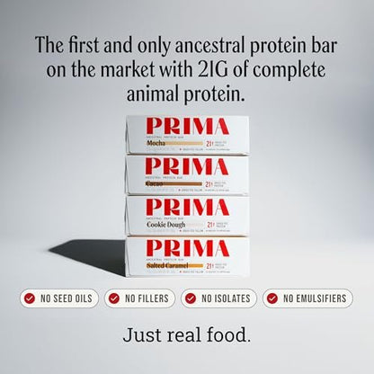 PRIMA Ancestral Protein Bar | Grass-Fed Protein Bars Variety Pack 7-Pack | 21g Protein | Animal-Based | No Seed Oils | Gluten-Free